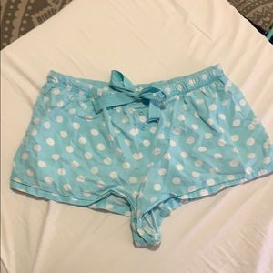 Blue polka dot pajama shorts